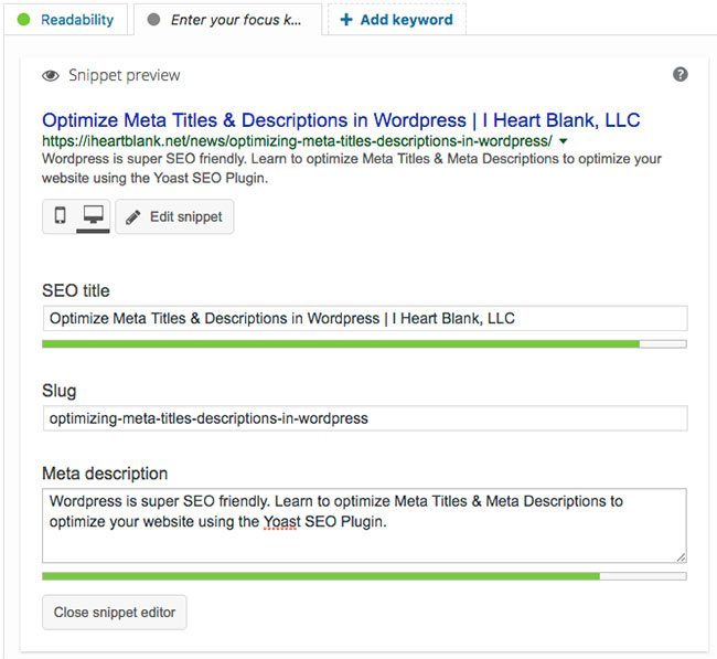 Yoast SEO Plugin in action