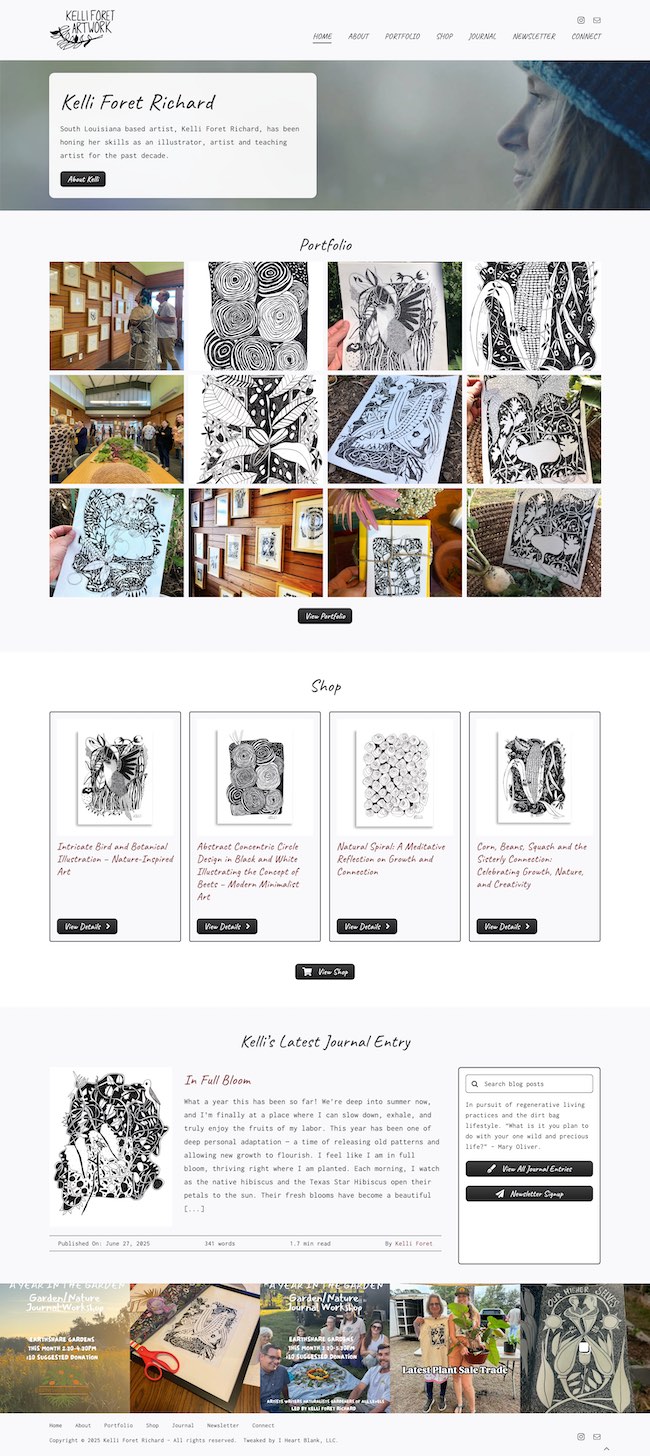 Screenshot of Kelli Foret’s website. Screenshot of Kelli Foret's website.