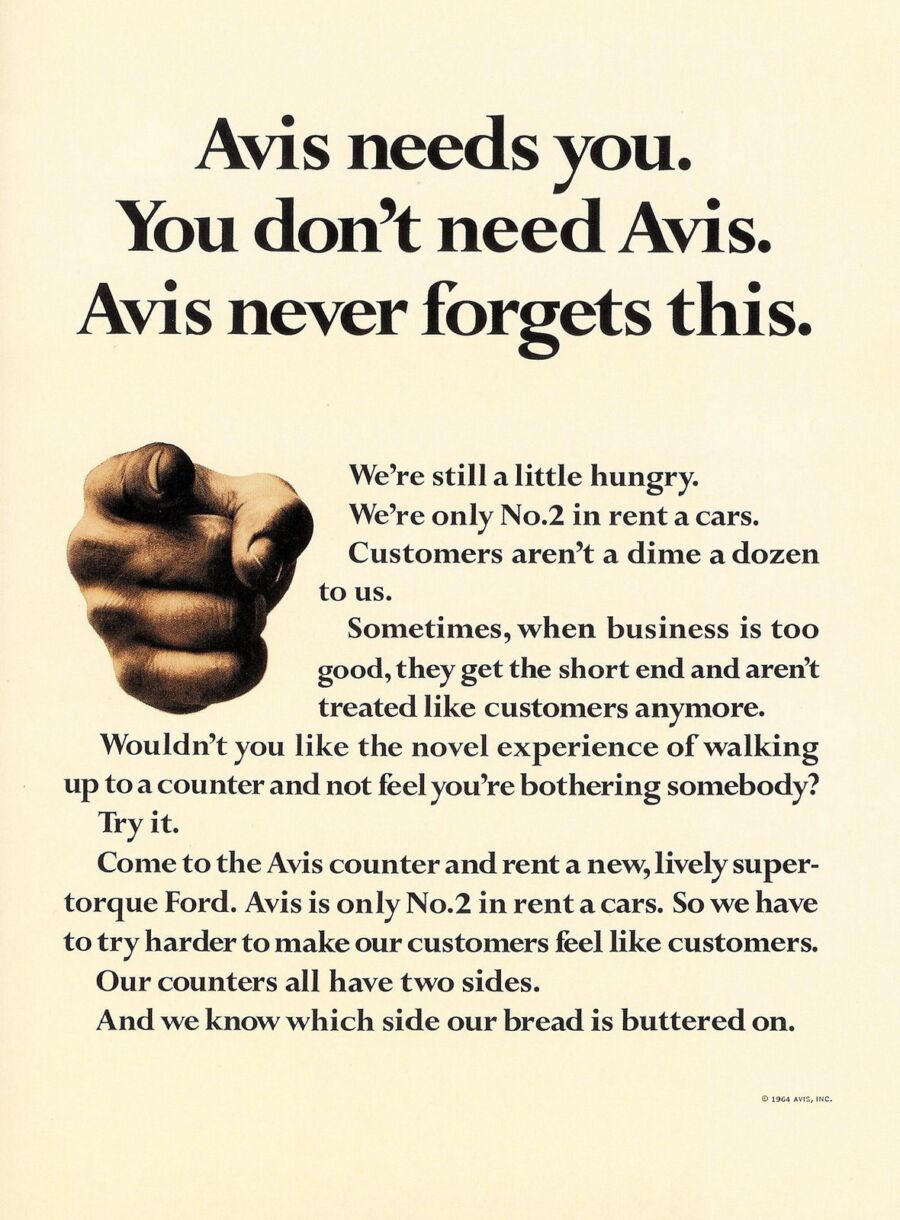 Vintage Avis Car Rental advertisement.