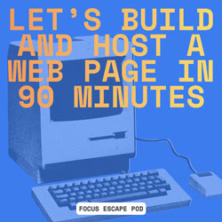 Banner for "Let's build and host a web page in 90 minutes" seminar.
