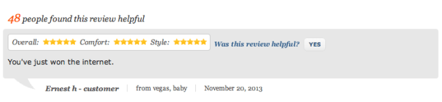 Screenshot of Zappos sh*t product reviews.