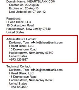 Print out of a Whois domain name. 